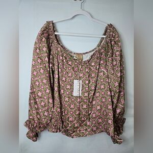 Clara The Label NWT Pink and Green Women's Top Size Large